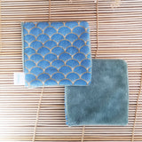 NEMESKA - Lingette démaquillante lavable - motif éventail bleu - dos - Nemeska
